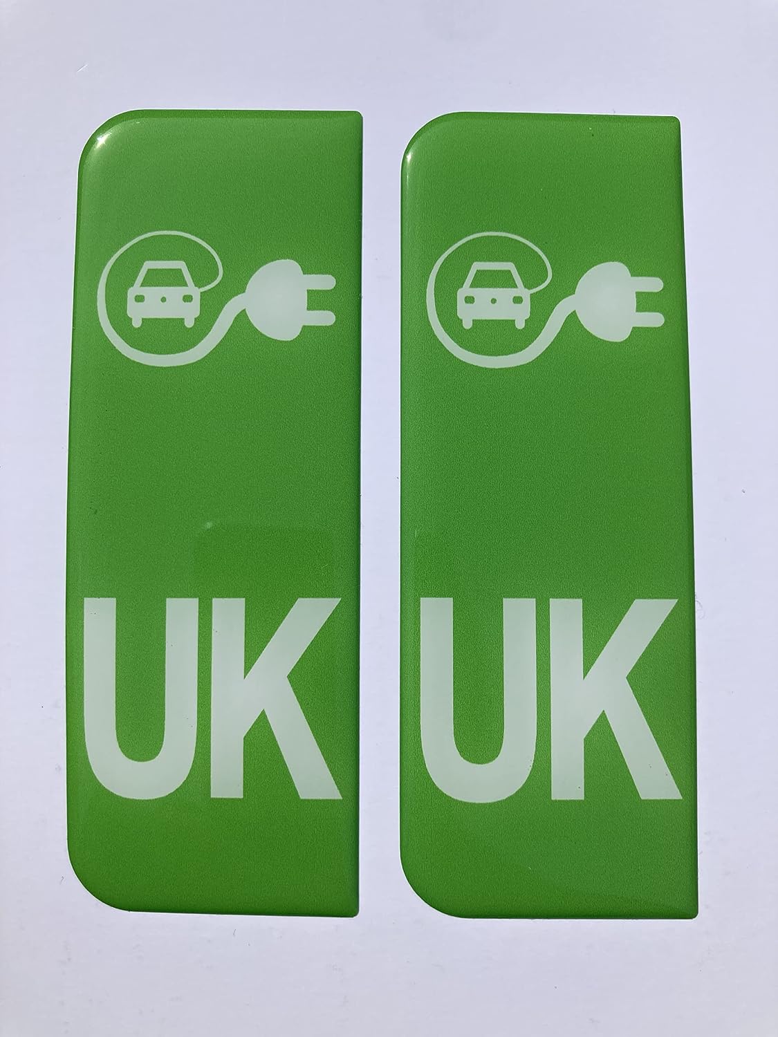 Gelz UK Green Zero Emissions Electric Car Plug Number Plate Domed StickersDecals