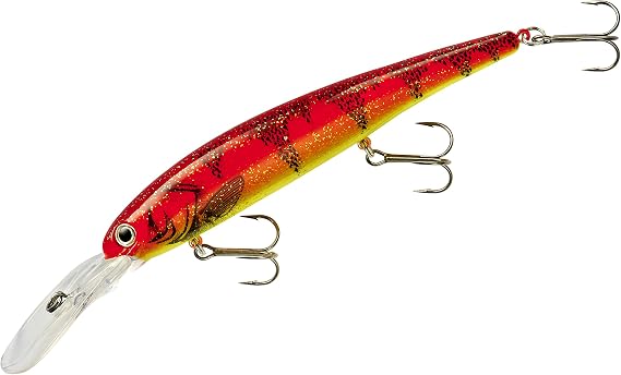 BANDIT LURES Walleye Deep Minnow Jerkbait Fishing Lure, Fishing Accessories, Dives ro 27-feet Deep, 4 3/4', 5/8 oz, Red Chartreuse, (BDTWBD229)