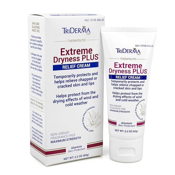 TriDerma Extreme Dryness PLUS Relief, Dry Skin Cream Therapeutic Skin Protectant, Non-Greasy, Fragrance-Free, Maximum Strength Cream for Dry, Cracked Skin - 2.2 Ounces