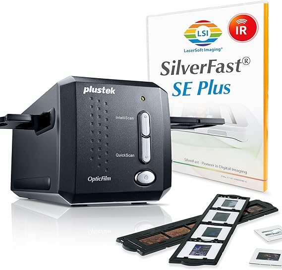 Plustek OpticFilm 8200i SE , 35mm Film & Slide Scanner. 7200 dpi / 48-bit Output. Integrated Infrared Dust/Scratch Removal. Bundle Silverfast SE Plus 9 , Support Mac and PC. | 35mm Film & Slide Scanner. 7200 dpi / 48-bit Output, Integrated Infrared Dust/Scratch Removal. Bundle Silverfast SE Plus 9