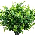 PASYOU Artificial Shrub, Fake Bush Simulation Eucalyptus Grass Greenery Leaves Plastic Plants Indoor Outdoor Outside Home Garden Office Bathroom Verandah Wedding Decor Decoration Planter Filler 4 Pcs