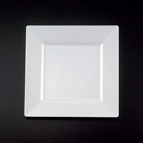 Squares 9.5" Dinner Plate, White (Set of 10)