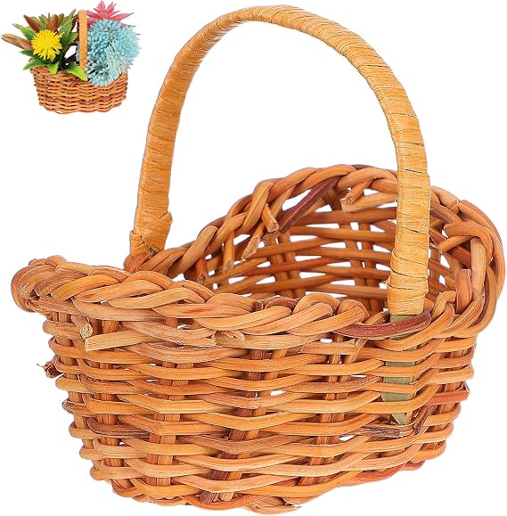 Cabilock Mini Woven Basket with Handle for Dollhouse and Fairy Garden Decor
