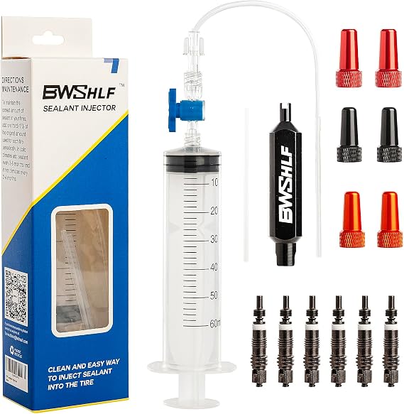 Tubeless Sealant Injector with Presta Valve Core Removal Tool, Tire Sealant Injector for Tubeless Tire Sealant Syringe for Mountain Bicycle Road Bike MTB