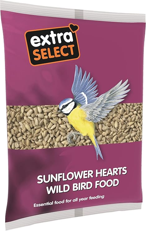Extra Select Sunflower Hearts Bird Food - Husk-Free, Oil Rich, High Energy Wild Bird Seed for Year Round Feeding - 2 kg