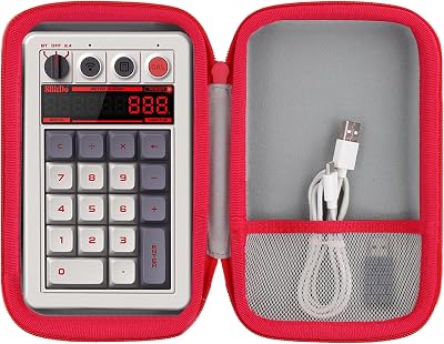 co2CREA Hard Travel Case Compatible with 8BitDo Retro 18 Mechanical Numpad White Case and Red Zipper