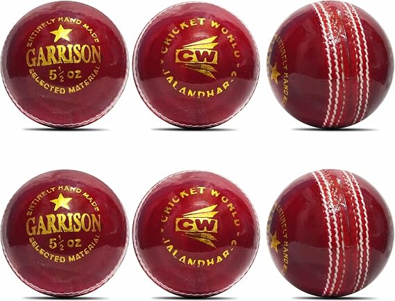 CW Garrison Hard Ball Cricket Ball Genuine Leather Premium Quality Pack of 4 Balls