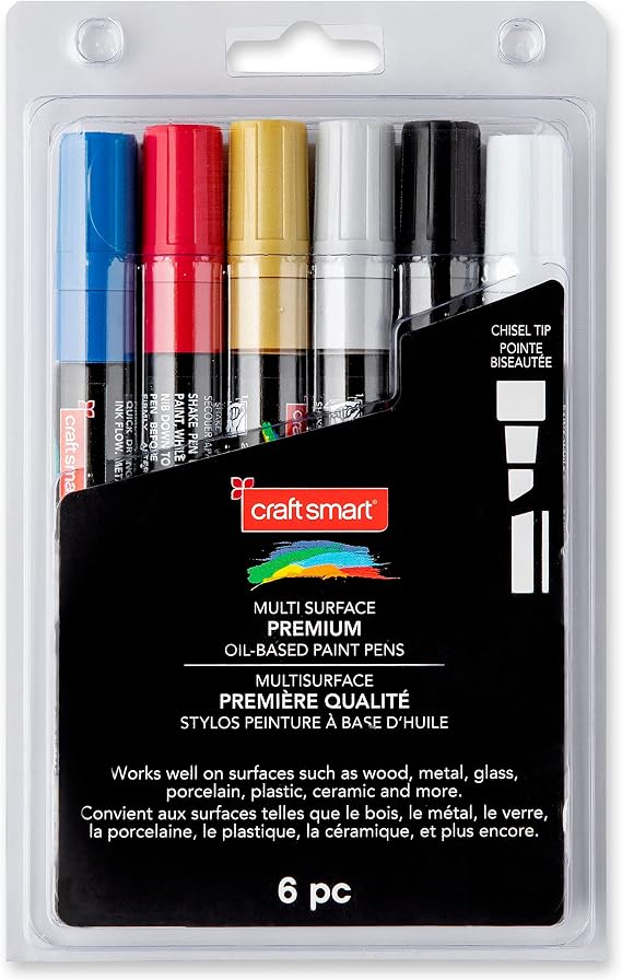 Craft Smart Premium Chisel Tip Oil-Based Paint Pens 6ct Asstd Colors