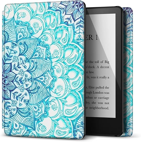TNP Kindle Paperwhite 11th Gen Case, 6.8-Inch PU Leather, Emerald Illusions