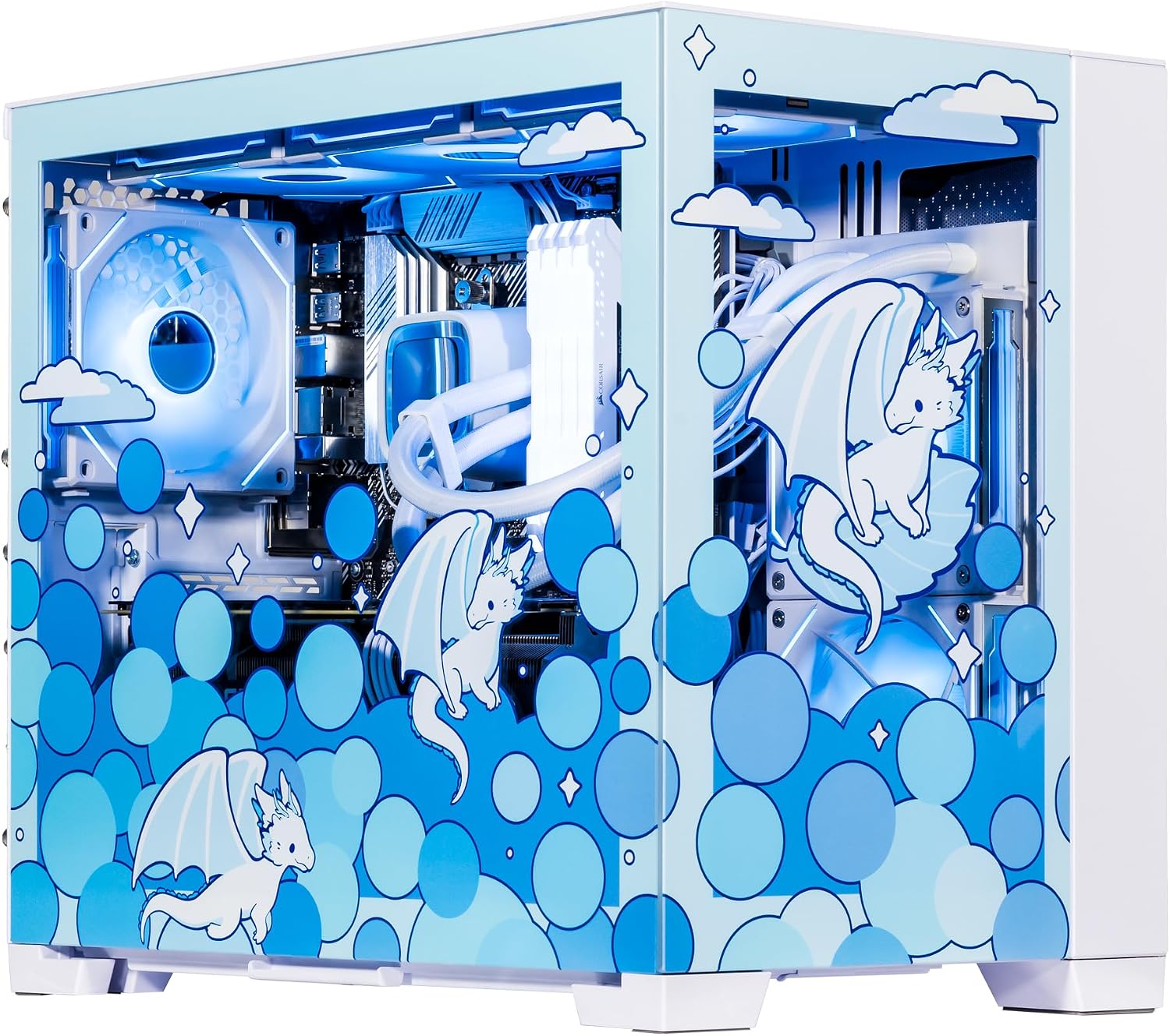 Velztorm Frosty Dragon Custom Built Gaming Desktop PC AMD Ryzen 7 5700X, GeForce RTX 5070, 16GB DDR4, 1TB PCIe SSD  2TB HDD, RGB Fans, 240mm AIO, 850W PSU, WiFi 5, Bluetooth 5.0, RJ-45, Win 11 Home