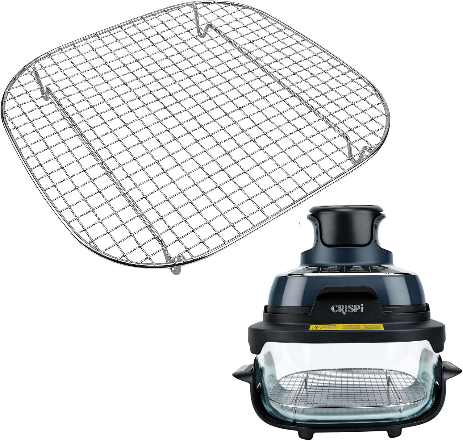 LANEJOY Crisper Rack for Ninja Crispi Air Fryer FN101, 304 Stainless Steel Replacement Parts for Ninja Crispi, Ninja Crispi Accessories, Food Grade （Mesh）
