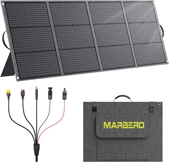 MARBERO 200W Portable Solar Panel for Power Station IP68 Waterproof 200 Watt Foldable Solar Charger >23% High Efficiency Compatible with Solar Generator for Camping RV Outdoor Cloudy