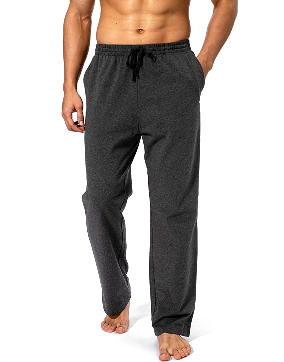 Pudolla Men's Cotton Yoga Sweatpants Athletic Casual Pants with Pockets