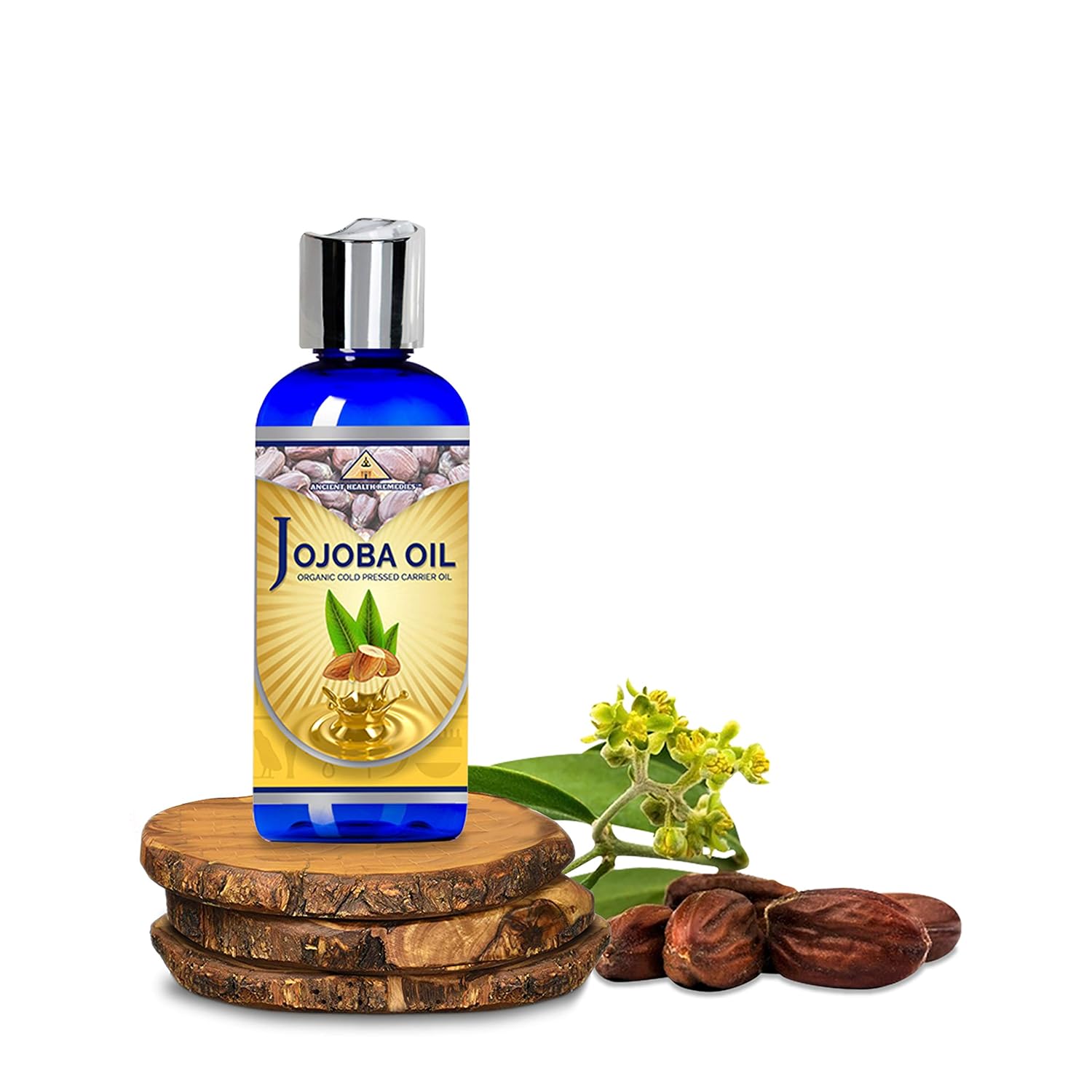 Ancient Health Remedies Organic Unrefined Cold Pressed PURE JOJOBA CARRIER OIL 4 oz Bulk Wholesale Beauty, Hair Growth Moisturizing DIY Oil For Body Butter Skin Products & Skin Softening INDIA