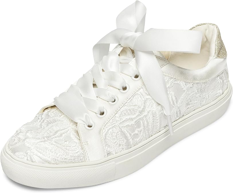 JIAJIA 8833 Wedding Shoes Bridal Sneakers Flats Bride Tennis Shoes Lace Sneakers - Personalized Customization Available
