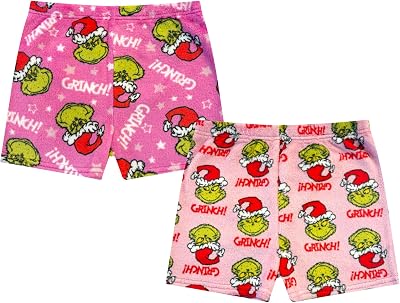 The Grinch Girls 2 Pack Pajama Short Set - Kids Soft Christmas PJs Loungewear - Holiday Sleepwear - Official Product