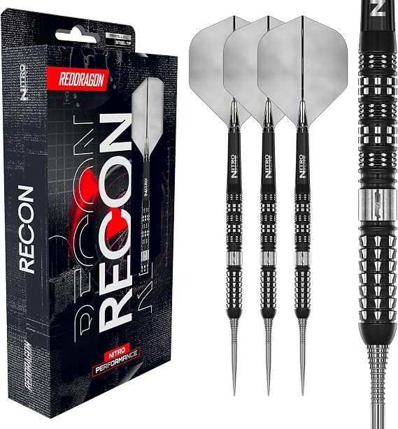 RED DRAGON Darts - Recon Original | Recon Switch Points - 90% Tungsten Darts Set - Nitro Flite Integrated Flight/Shaft, Dart Flights & Stems |Available 21g, 22g, 23g, 24g & 25g - Professional Dart Set
