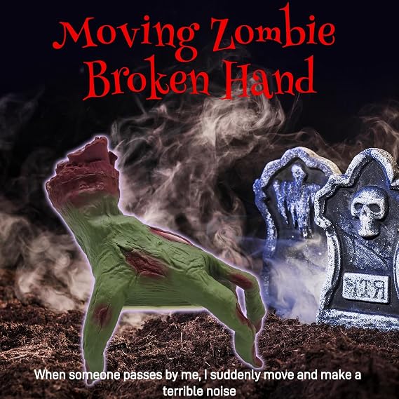 EraSpooky Animated Crawling Zombie Hand Halloween Prop, Sound Activated with Creepy Sound, Horror Move Haunted House Severed Hand Decor, Screaming Prop for Halloween Yards Lawn Indoor Outdoor