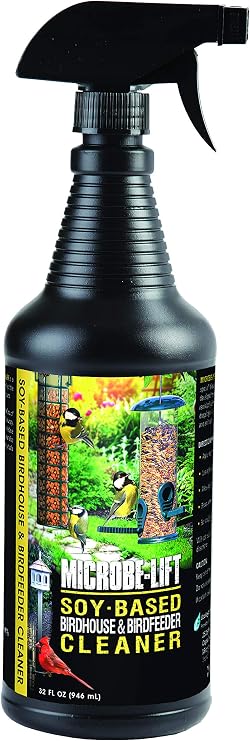 Microbe-Lift Soy-Based Bird Feeder & Bird Bath Cleaner Spray 32 Oz Safe Cleaning Solution for Birdhouses, Feeders, Baths Deodorizer & Non-Toxic Spray for Birds