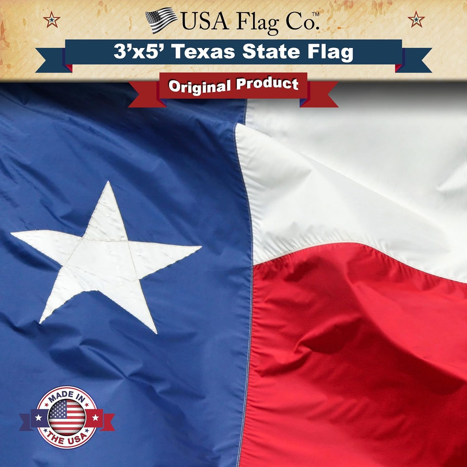 Texas Flag by USA Flag Co. 100% American Made: The BEST 3x5 Texas State Flag Made in the United States of America 3 by 5 foot
