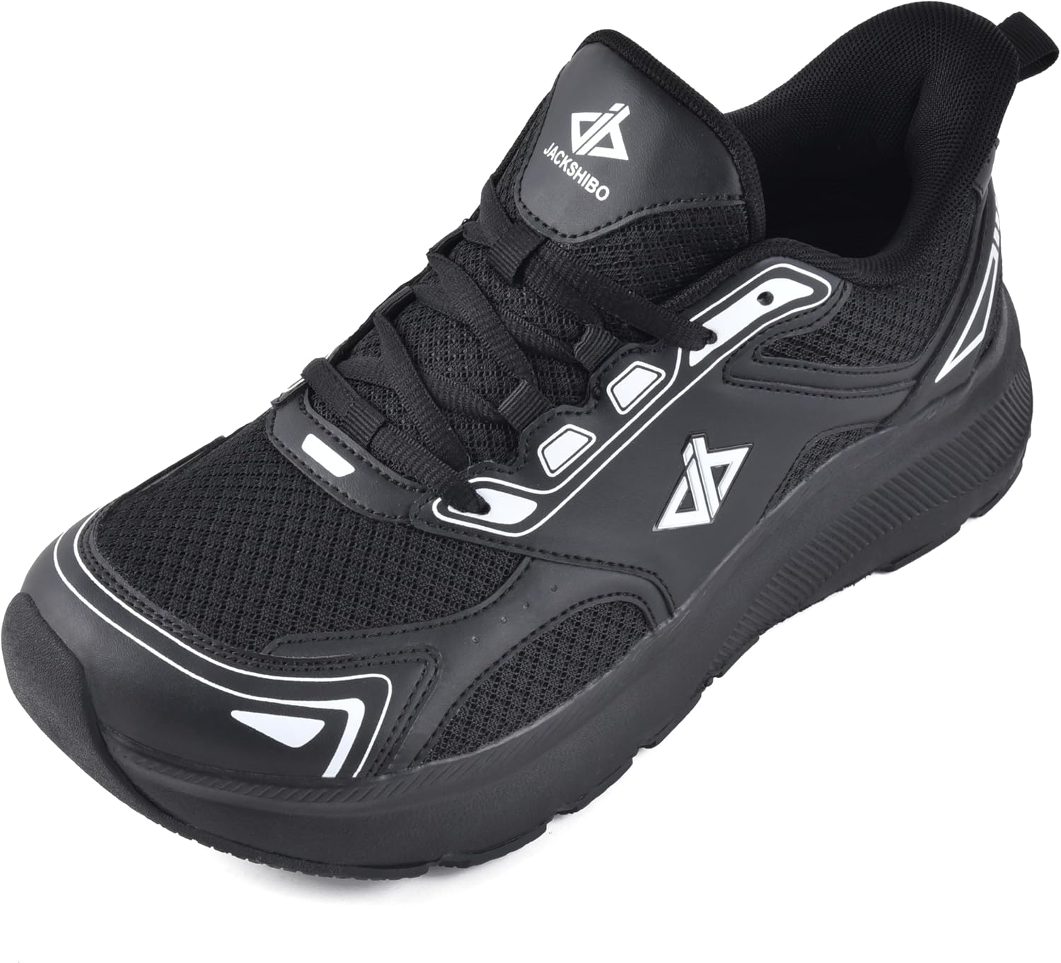 JACKSHIBO Wide Toe Box Shoes for Men Arch Support Slip On Shoes Wide Width Sneakers for Running Walking Athletic Tennis Orthopedic Plantar Fasciitis Workout with Thick Cushioned Zero Drop