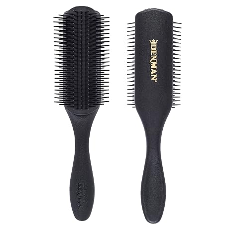 Denman Curly Hair Brush D4 (All Black) 9 Row Styling Brush for Styling, Smoothing Longer Hair and Defining Curls - For Women and Men