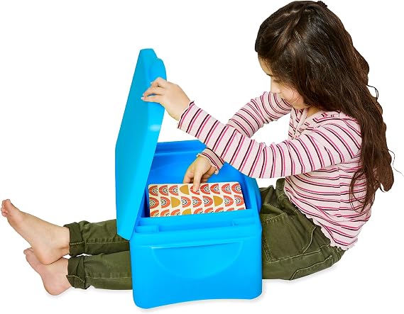 HearthSong Foldable Lap Desk for Kids with Storage - Ideal Floor Desk for Drawing, Studying, Portable Folding Travel Lap Table, Versatile Bed Desk & Lap Tray, 17" L x 12" W x 712"H - Blue