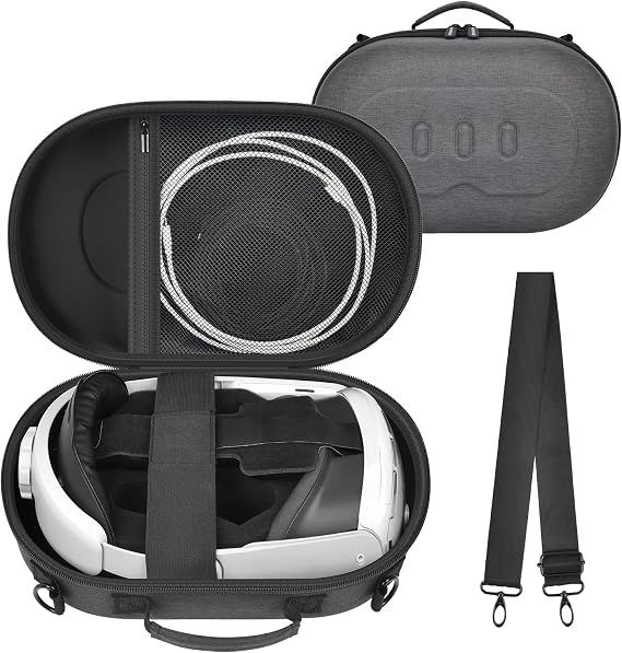 PAIYULE Hard Carrying Case for Meta Quest 3S/3 with Elite Strap, Grey