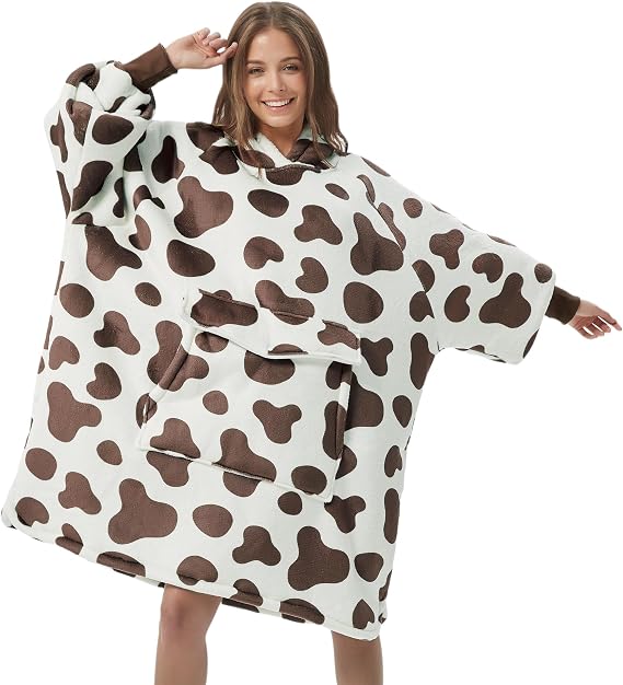 Krifey Wearable Blanket Hoodie, Oversized Sherpa Hooded Blanket for Adults
