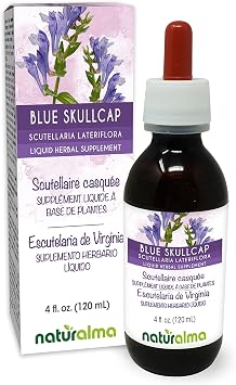 Naturalma Blue Skullcap or Virginian Skullcap (Scutellaria lateriflora) herb Alcohol-Free Tincture - 4 fl oz Liquid Extract in Drops - Herbal Supplement - Vegan