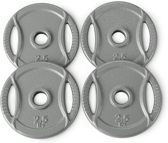 Amazon Basics 1-Inch Grip Weight Plates, Cast Iron, Strength Training, Home Gym