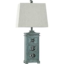 BLACK FOREST DECOR Coastal Shells Table Lamp with Nightlight, Polyresin, Wall Mounted, 16" Dia. x 33" H