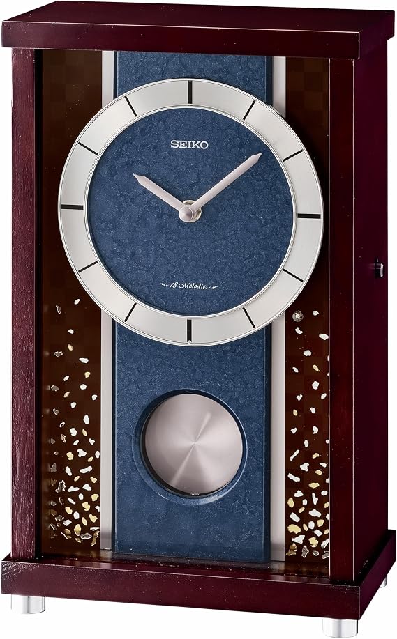 SEIKO QXW251BLH 18 Melodies Musical Mantel Clock, 11.9 x 7.3 x 4.3 Inches