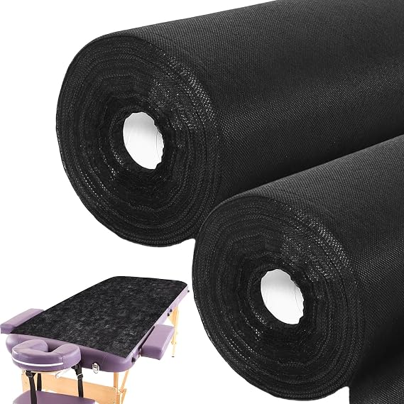 Disposable Massage Table Roll 32" x 71" Spa Bed Sheets Non-woven Exam Table Sheets Bed Covers for Massage Spa Beauty Salon Waxing Exam(Black,2 Rolls)