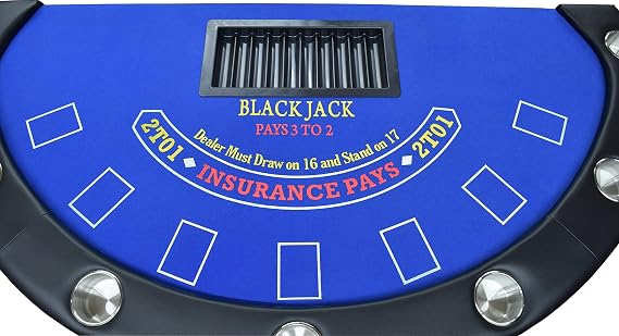 71 Blackjack Table with Folding Legs Blue Felt