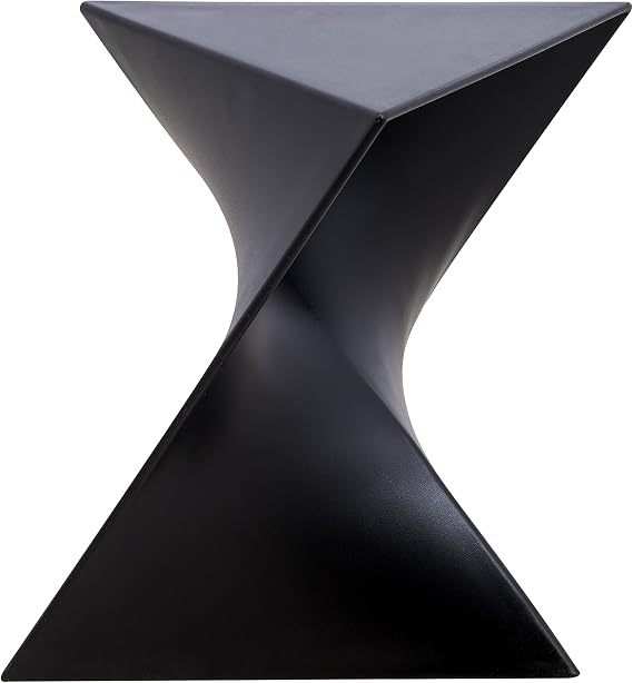 LeisureMod 15.75" Triangular Side Table, Stackable Plastic Accent End Table for Indoor & Outdoor Use, Weather-Resistant Modern Patio & Living Room Table, Black