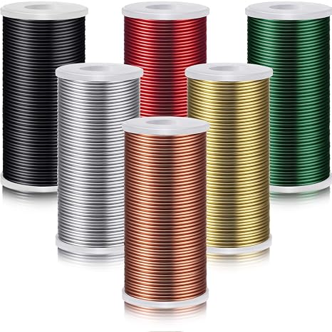 Hotop 6 Rolls Colored Aluminum Craft Wire 1mm Flexible Anodized Metal Artistic Floral Jewelry Making Craft Wire for DIY Jewelry Making Supplies(18 Gauge,456 ft)