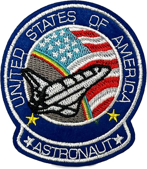 United States Space Shuttle Astronaut Mission Patch – Iron On Embroidery Badge (7cm Round) – USA Flag Space Emblem for Jackets, Backpacks, Costumes & Collectors