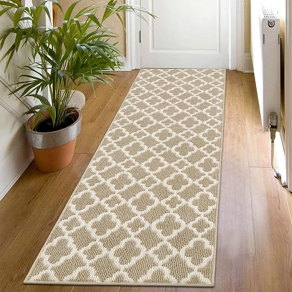 SHACOS Hallway Runner Non Slip 60x180 cm, Washable Carpet Runners Beige