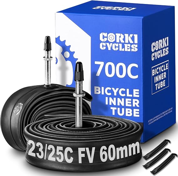 Heavy Duty 700c Bike Tube 700 x 23-25c 28-32c 35-43c Butyl Rubber, 28 Inch Road Bicycle Tire Inner Tube Replacement 2 Pack with Tire Levers