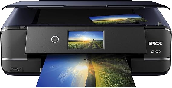Epson Expression Photo XP-970 Wireless All-in-One Wide-Format Printer | 6-color wide-format print, scan, copy; up to 8.5 ppm, USB and memory card support; ideal for creative projects