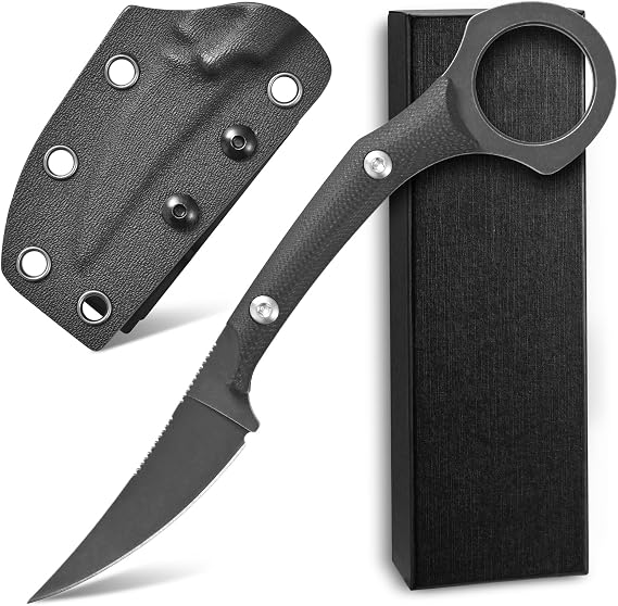 C1150 Fixed Blade Knife D2 Steel Blade G10 Handle Claw Knife for Outdoor EDC Tool Camping Hiking(Black)
