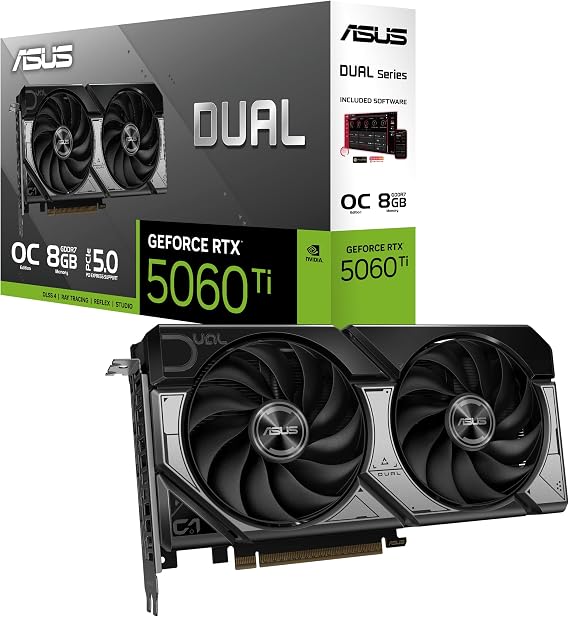 ASUS Dual RTX5060TI O8G Nvidia Geforce RTX 5060 TI 8GB GDDR7 128bit OC HDMI 3xDP DLSS4 Graphics Card