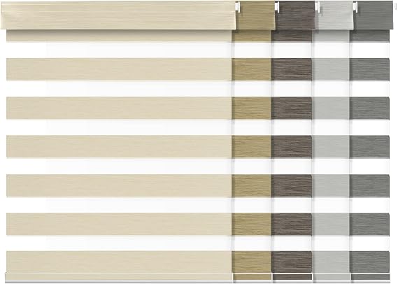 No Drill,No Tools Zebra Blinds for Windows,Cordless,Quick 30 Second Installation,Stylish New Linen,Light Control,Thick Double Roller Blinds for Offices and Home,Beige,20" W x 36" H