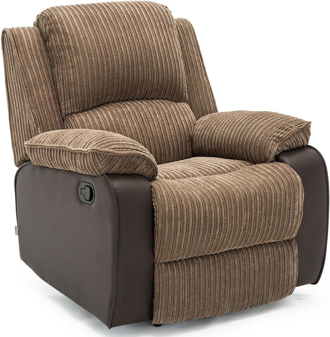 POSTANA JUMBO CORD FABRIC RECLINER ARMCHAIR LOUNGE HOME RECLINING CHAIR Brown