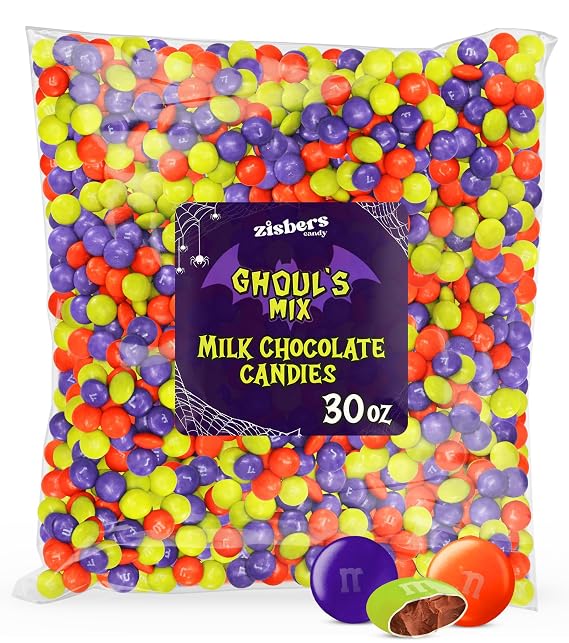 Halloween Milk Chocolate Candy Ghoul's Mix - Spooky Seasonal Candy with Colorful Crunchy Chocolate Shell for Trick-or-Treaters, Party Bowls, Decorations & Goodie Bags - 30oz Bulk Bag
