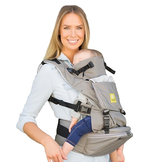 LILLEbaby SeatMe Hip Seat Original Baby Carrier with Structured Seat Insert, Stone