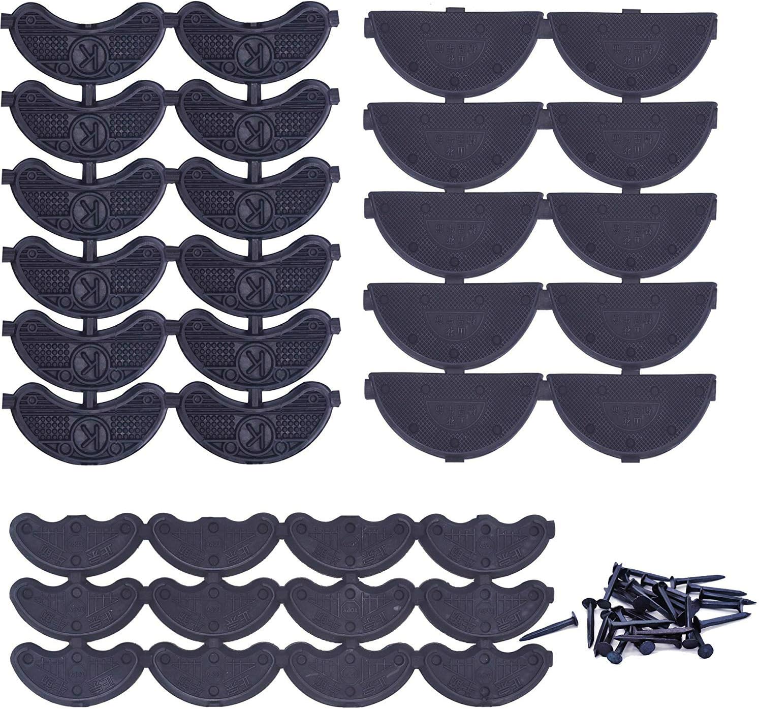 25 Pairs 3 Size Heel Plates Shoe Heel Taps Sole Heel Repair Pad Replacement with Nails, Rubber Pads Large, Medium, Small , Black