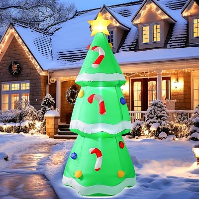 5FT Christmas Inflatables Tree, Decorations Blow Up Tree Yard Decoration with Built-in LED Lights for Xmas Holiday Party Indoor Outdoor Garden Lawn Decor