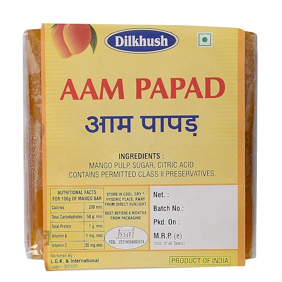 DILKHUSH Aam Papad Slice Bar (Tasty Mango Bars)